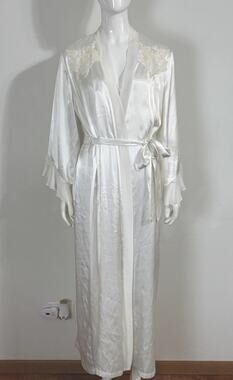 Linea Donatella Peignoir Set Beaded Robe Gown Babydoll Wedding Lingerie M/XL